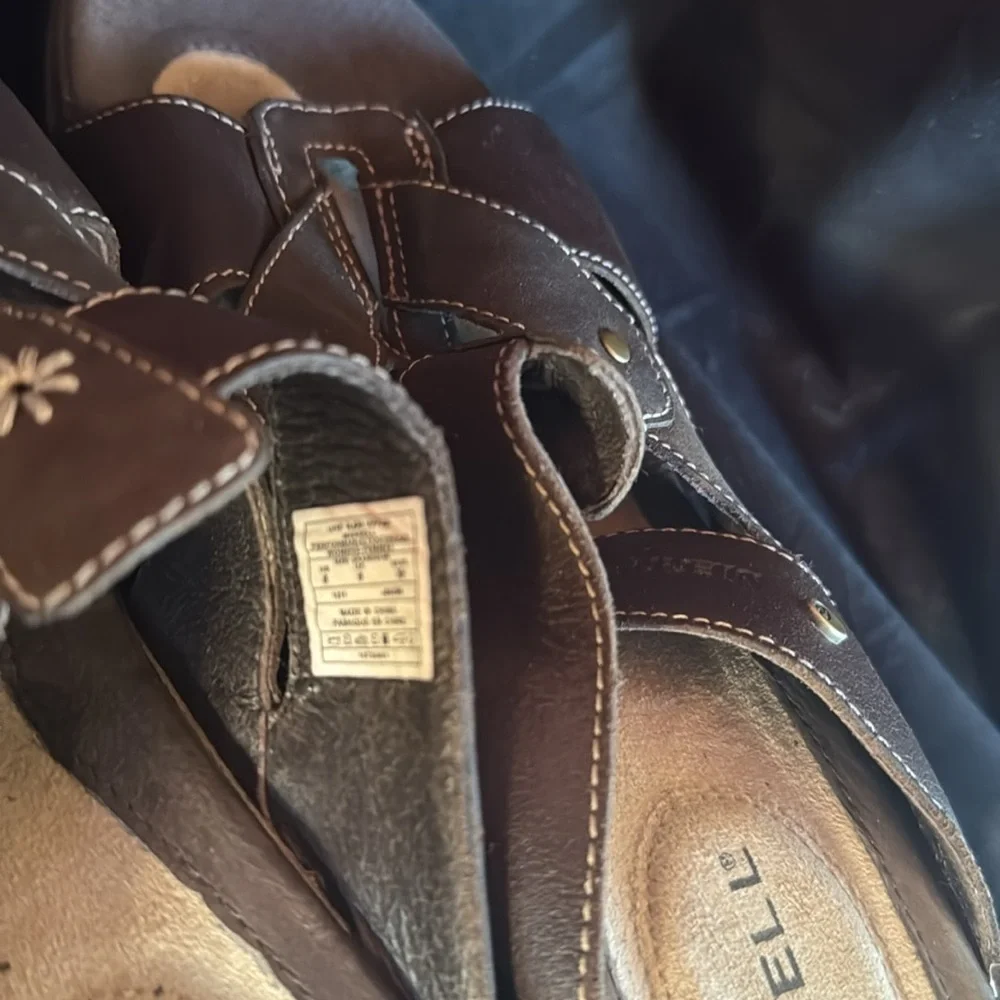 🍍 Merrell Luxe Slide Mink Sandals Brown Leather Women's Size 8 Wedge Heel🍍